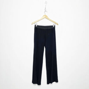Theory Easy Wide leg Pull On Pant Black rayon cropped career Womens P XS